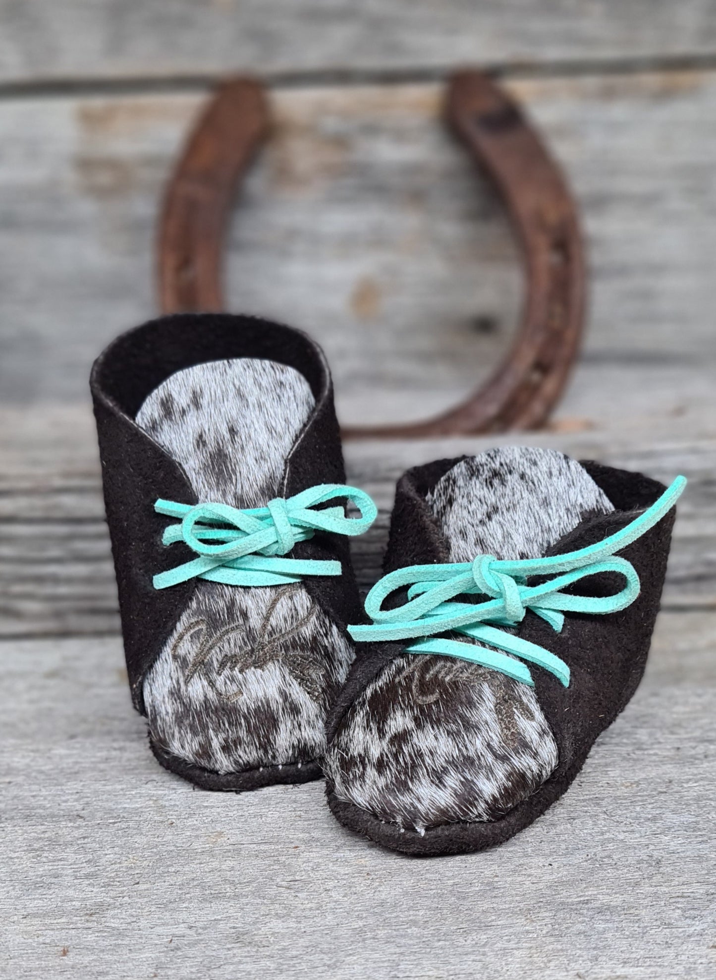 KMB Baby Booties - Dark Suede & Hide