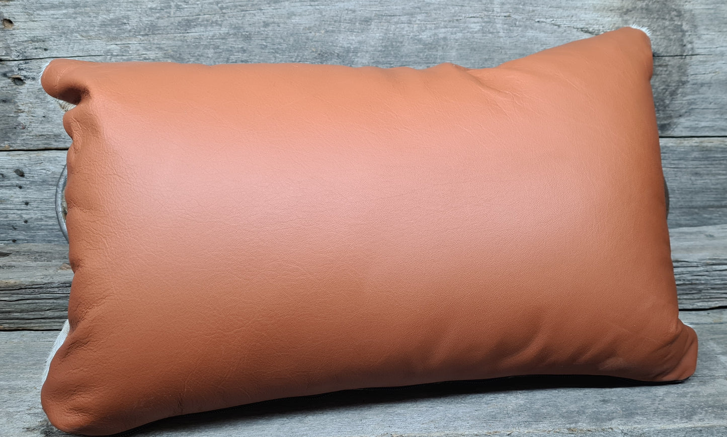 Cowhide Cushion White Hide with Leather Back